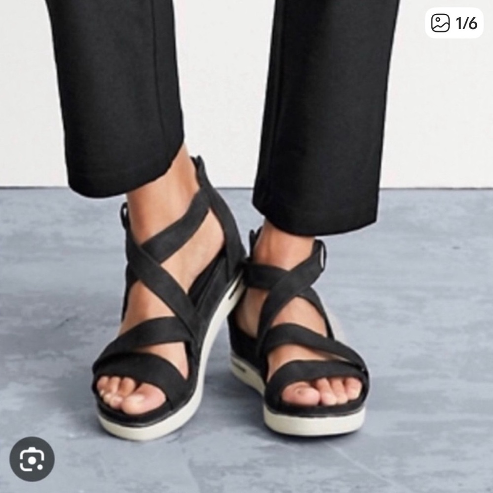 Eileen Fisher Women's Black Strappy Platform Sneaker Sandals
